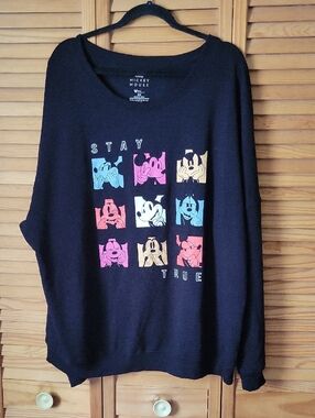 Disney Mickey Mouse Stay Kind Stay True Black Graphic Pullover Sweatshirt  2XL
